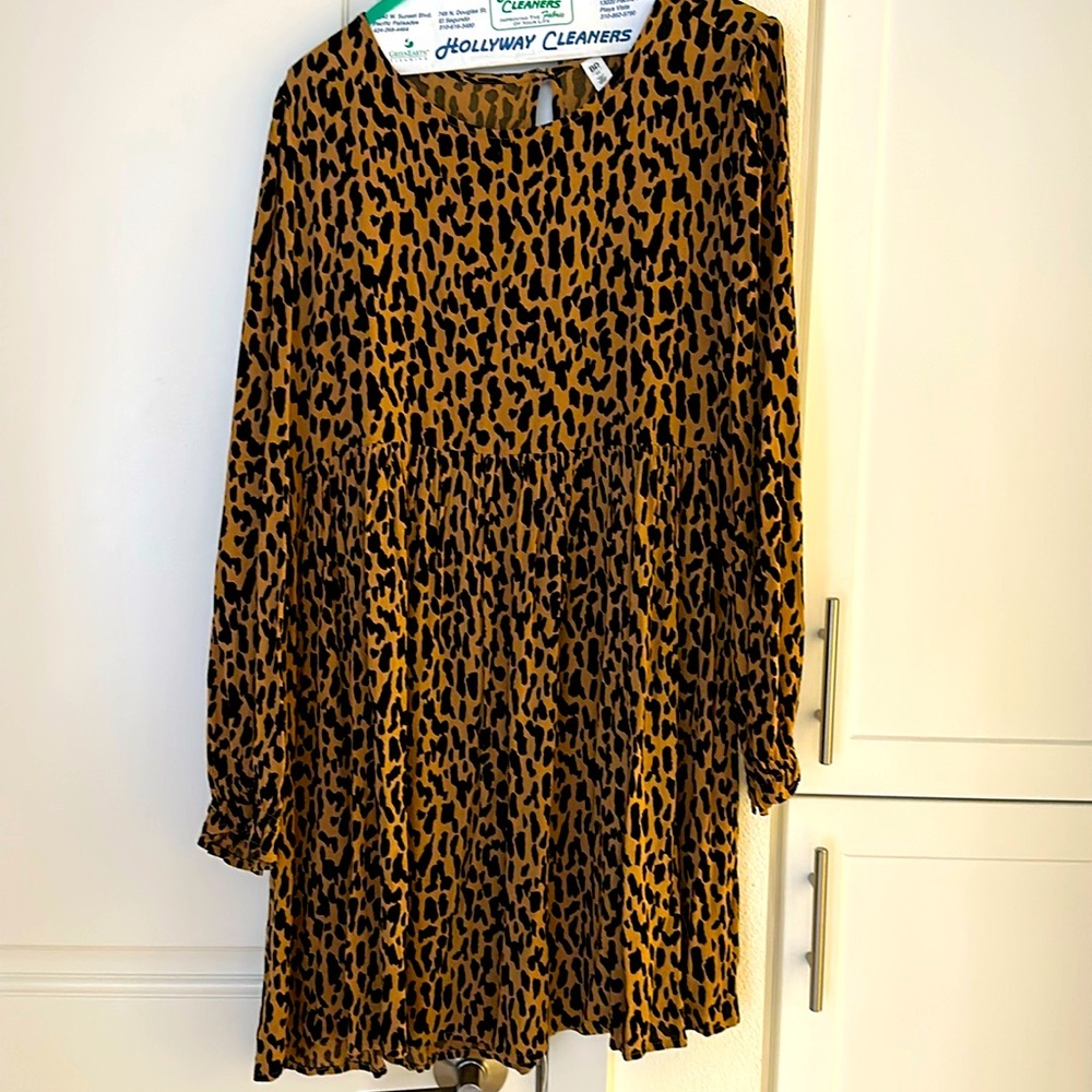 Animal print long sleeve dress